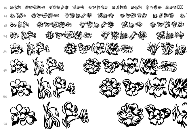 KR Beautiful Flowers font waterfall